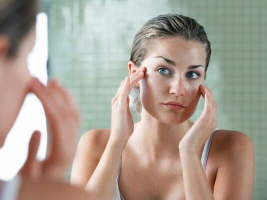 acne treatment with makeup applied